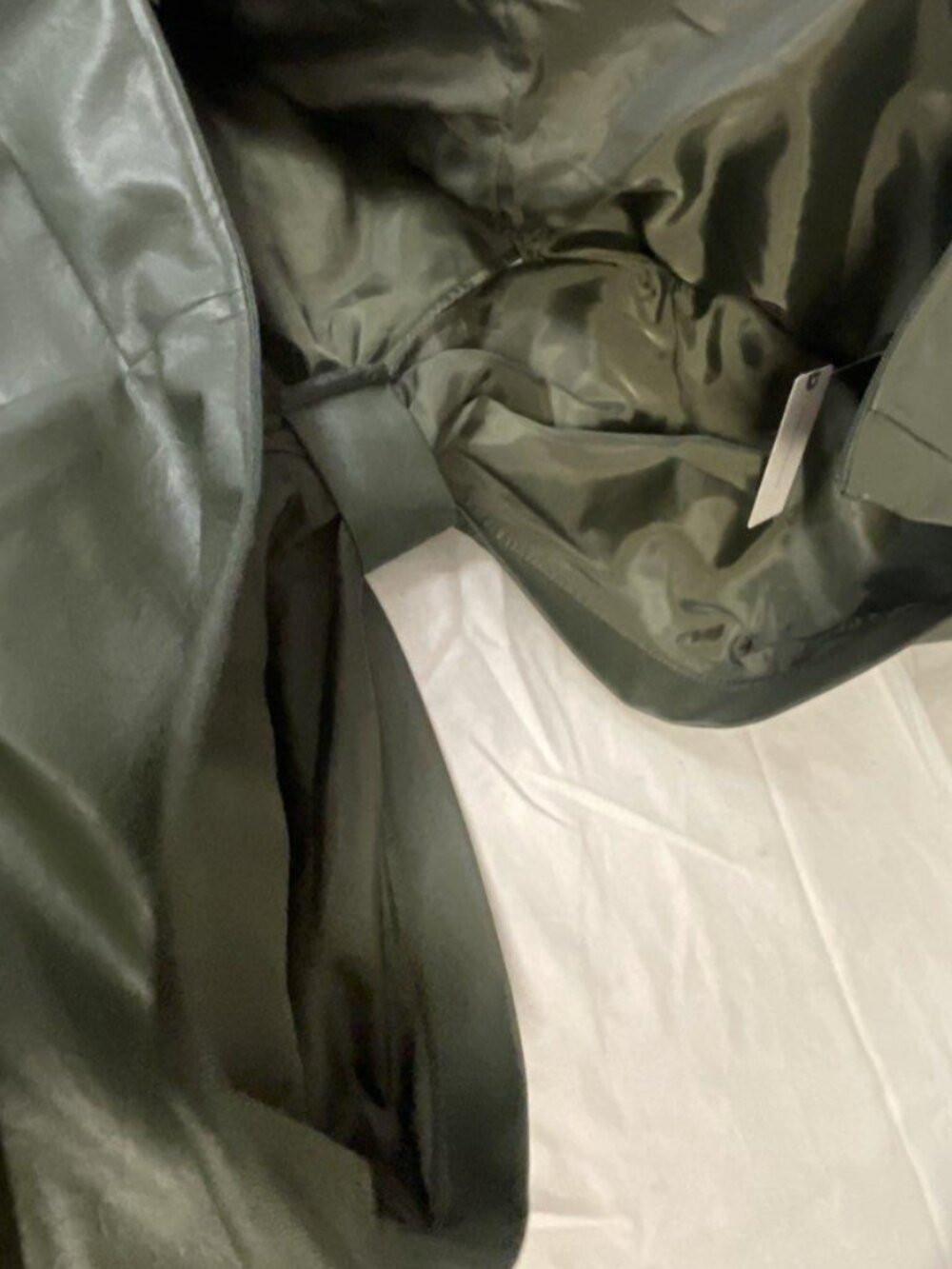 Anthropologie Eva Franco Olive Green Vegan Leather Cutout Midi Dress Size 8 - Picture 5 of 7